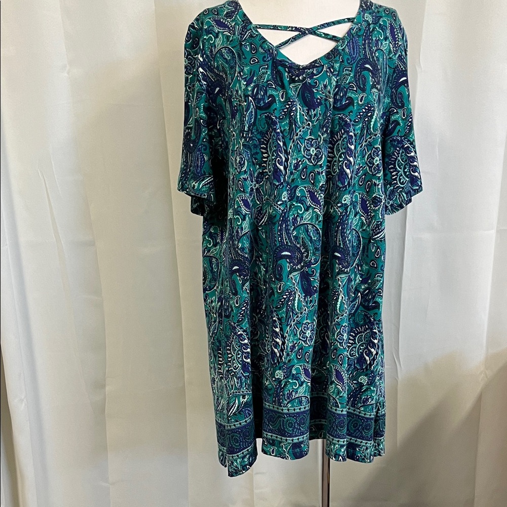 Ulla Popken Teal and Blue Paisley Tunic